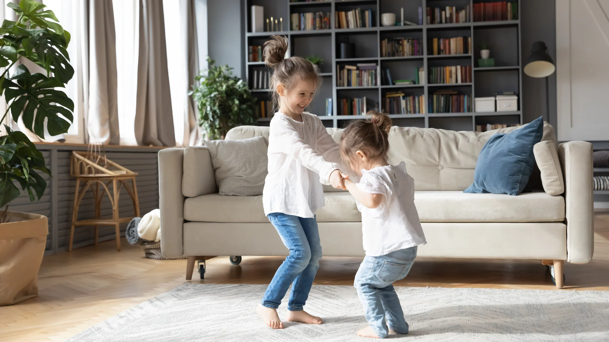 Kids playing in the living room